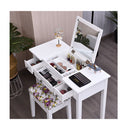 Dressing Table Stool Set With Flip Top Mirror And Storage Drawer