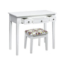 Dressing Table Stool Set With Flip Top Mirror And Storage Drawer