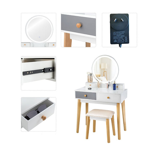 Dressing Table With Lights Stool For Makeup