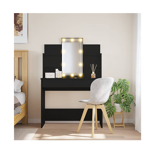 Dressing Table With Led Lights Black 96X40X142 Cm