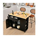 Drop Leaf Rolling Kitchen Island With Rubber Wood Top And Drawer