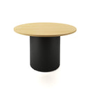 Drum Base Table 1200Mm Dia X 730Mm H Natural Oak Top Black Base