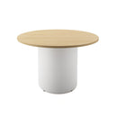 Drum Base Table 1200Mm Dia X 730Mm H Natural Oak Top White Base
