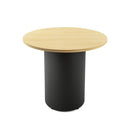 Drum Base Table 900Mm Dia X 730Mm H Natural Oak Top Black Base