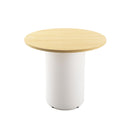 Drum Base Table 900Mm Dia X 730Mm H Natural Oak Top White Base