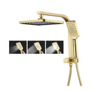 Dual Shower Head Set 12 Inch Rectangle Gold Rain Shower Head