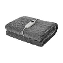 Electric Throw Heated Blanket Flannel&Sherpa Square Pattern Grey
