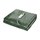 Electric Throw Rug Dual Side Heated Blanket Flannel&Sherpa Green