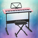 61 Keys Electronic Piano Keyboard Digital Electric with Stand Stool Pink