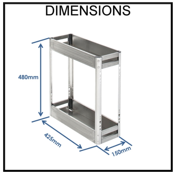 Chef Kitchen Pull Out Cupboard Organiser 200mm Cupboard