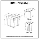 Domestique 68L Triple Slide Out Concealed Waste Bin Soft Close 600mm