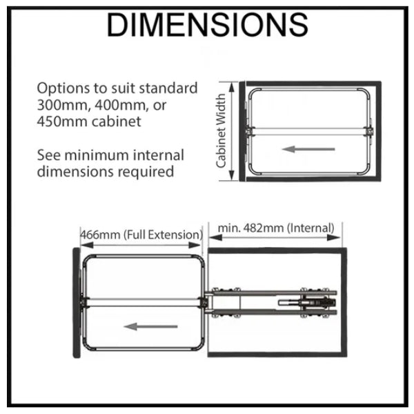 Bistro Pull Out Pantry 450mm Cupboard 1400mm 1700mm Adjustable Height
