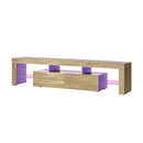 Entertainment Unit TV Cabinet Drawers LED RGB Natural 180cm