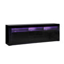TV Entertainment Unit Cabinet Stand Gloss LED RGB Black 180CM