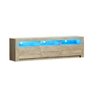 TV Entertainment Unit Stand RGB LED Storage Drawer Oak 180cm