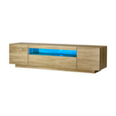 TV Cabinet Entertainment Unit Storage Shelf Natural 180cm
