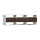 TV Cabinet Entertainment Unit Stand 3 Drawers 6 Open Shelves 140cm