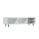 TV Stand Cabinet Entertainment Unit Tempered-glass Doors White