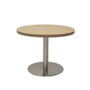 Eagle Coffee Table Natural Oak Stainless Steel 600Mm Diameter