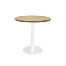 Eagle Round Table 600Mm Diameter Natural Oak Top White Base