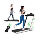 Electric Folding Treadmill With Bluetooth Speaker For Home White