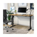 Oikiture Electric Standing Desk Single Motor Black and Oak 150cm