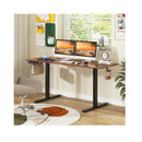 Electric Standing Desk With 3 Memory Heights Cable Holes Rustic Brown