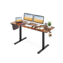 Electric Standing Desk With 3 Memory Heights Cable Holes Rustic Brown
