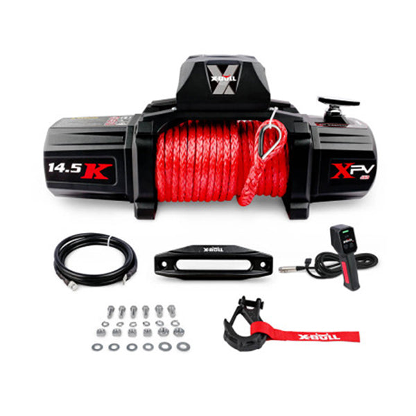 4x4 Electric Winch 12V 14500LBS synthetic rope with winch mounting plate