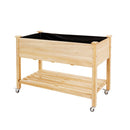 Elevated Wooden Planter Box With Lockable Wheels