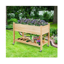 Elevated Wooden Planter Box With Lockable Wheels