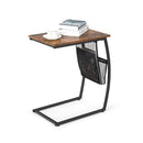 C Shaped End Table With Side Pocket For Living Room Bedroom
