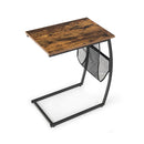 C Shaped End Table With Side Pocket For Living Room Bedroom