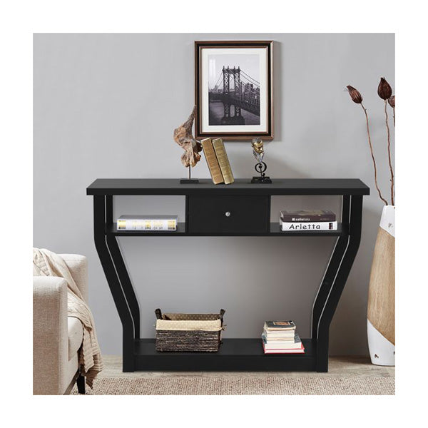 Modern Entryway Table with Storage Drawer for Office Black