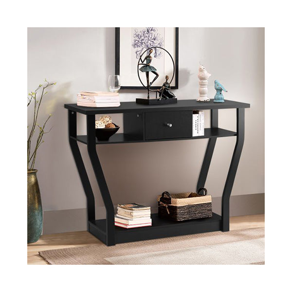 Modern Entryway Table with Storage Drawer for Office Black
