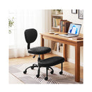 Ergonomic Cross Legged Office Chair With Wheels Adjustable Seat Black
