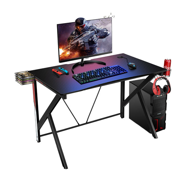 K shaped Ergonomic Gaming Desk with Video Storage for Home
