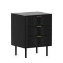 Evelyn Bedside Table With 3 Drawers Black
