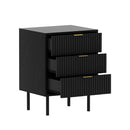 Evelyn Bedside Table With 3 Drawers Black