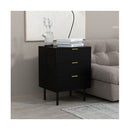 Evelyn Bedside Table With 3 Drawers Black