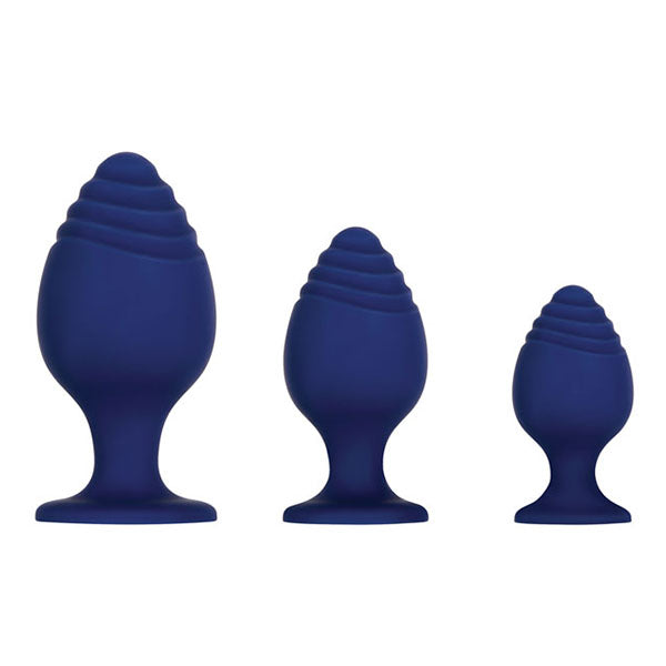 Evolved Get Your Groove On Blue Butt Plugs Set Of 3 Sizes