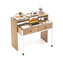 Extending Writing Desk Console Table With 2 Drawers Natural