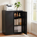 100cm Steel Locker Cabinet Filing Mental Storage 100cm 3-Point Lock 2 Adjustable Shelves Black