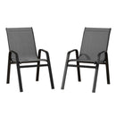 2PC Outdoor Dining Chairs Stackable Lounge Chair Patio Furniture Grey