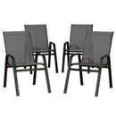 4PC Outdoor Dining Chairs Stackable Lounge Chair Patio Furniture Grey