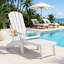 Folding Sun Lounger Adirondack Chair Outdoor Lounge Setting HDPE Recliner Footrest White