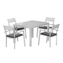 Outdoor Dining Set 5 Piece Aluminum Extendable Table Setting White