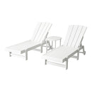 Sun Lounge Lounger Table and Chairs Beach Chair Adirondack HDPE Patio Outdoor Furniture Wheels White