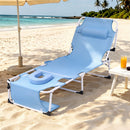 Sun Lounger 5 Position Folding Tanning Chair with Face Hole Blue