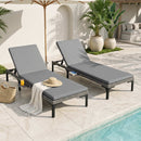 2PC Sun Lounger PE Rattan Recliners with Cup Holder Cushion Rain Cover